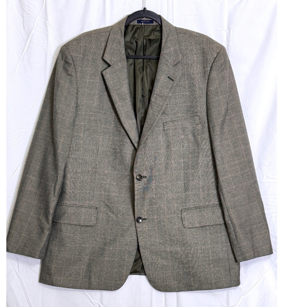 Club Room Mens 46R Blazer Jacket Sport Coat Plaid Lined Wool Blend  Business‎